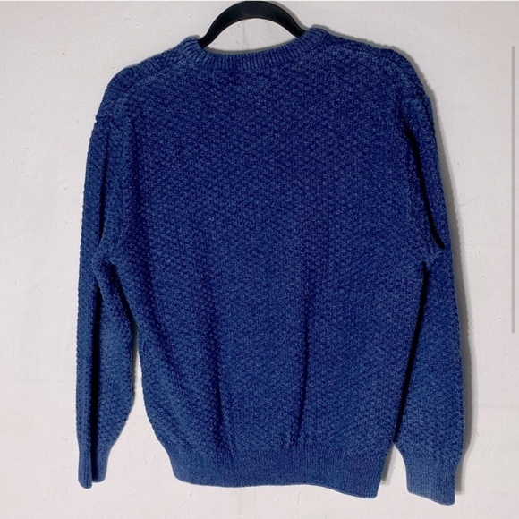Vintage Silana Denim Blue Cable Knit Cotton Crew Neck Sweater M - Picture 2 of 15